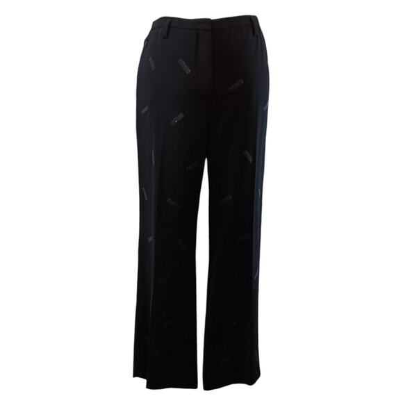 AKRIS Wide‎ Leg Double Face Wool Pants 12 Ankle 33x26 Embellished Dressy Career - Picture 1 of 14